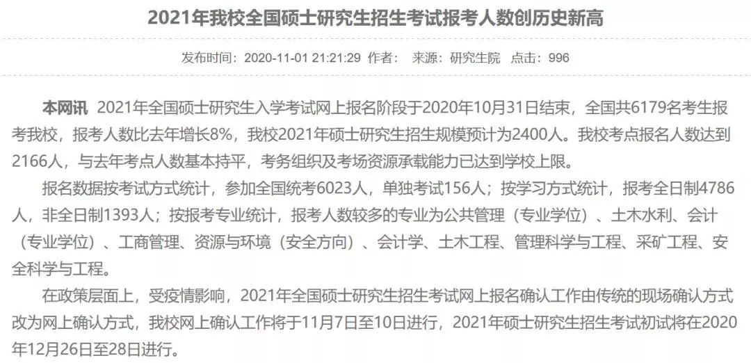 選錯(cuò)報(bào)考點(diǎn)還能修改嗎?7所院校公布21年報(bào)考數(shù)據(jù),報(bào)考人數(shù)創(chuàng)新高!