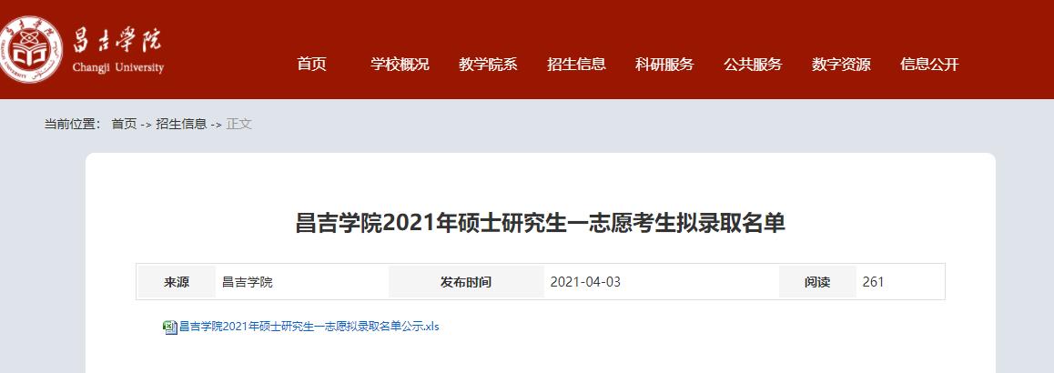 2021考研擬錄取名單:昌吉學院2021年碩士研究生一志愿考生擬錄取名單